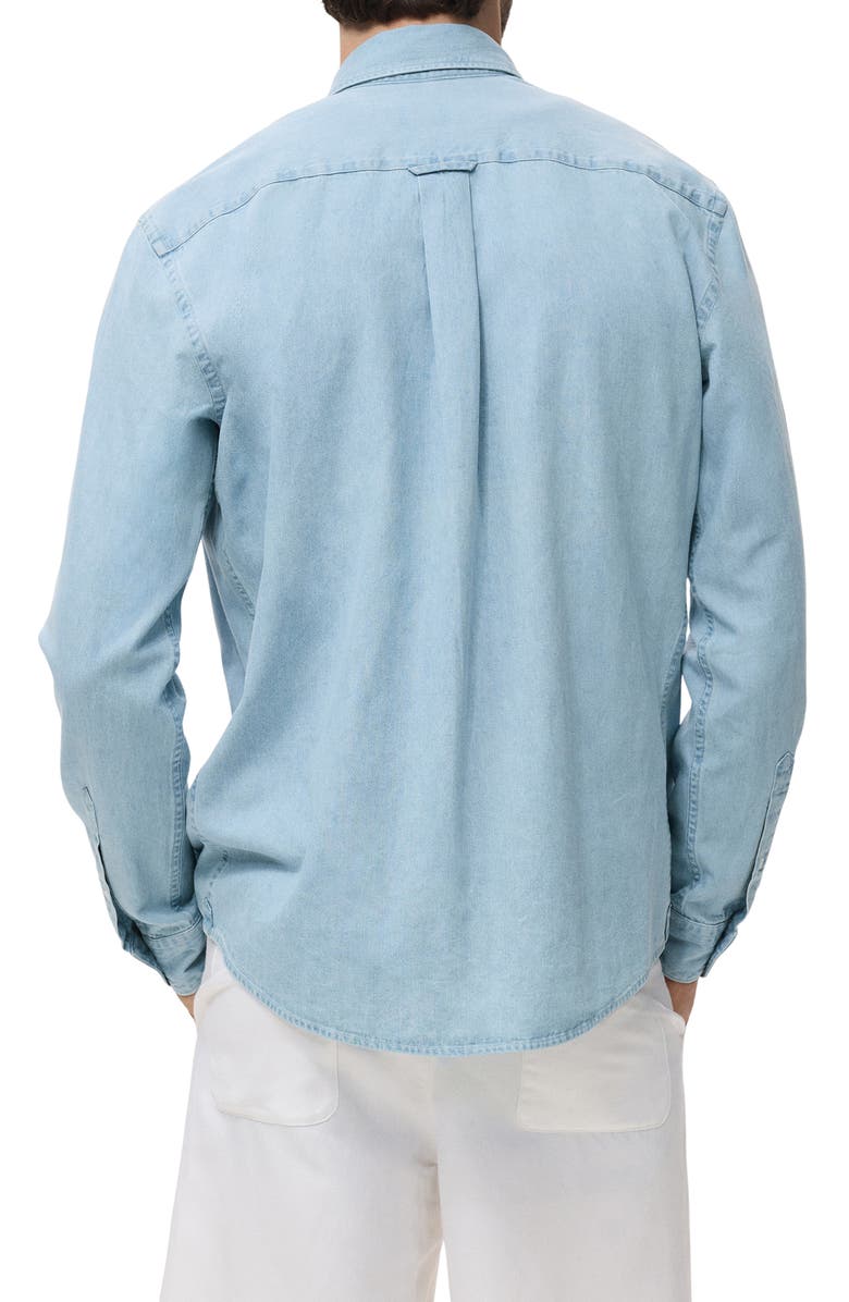 MANGO Regular Fit Cotton & Linen Denim Button-Down Shirt, Alternate, color, Light Blue