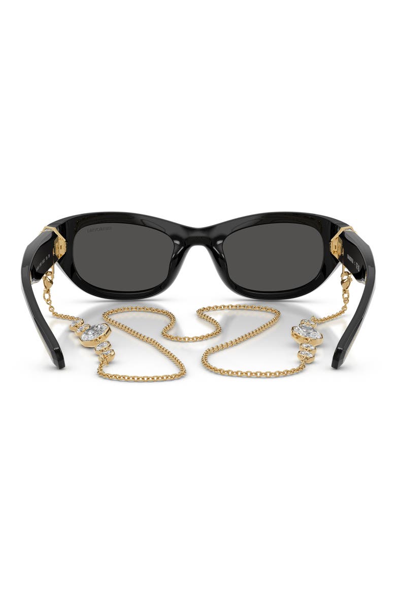 50mm Small Pillow Sunglasses with Chain, Alternate, color, BLACK / DARK GREY