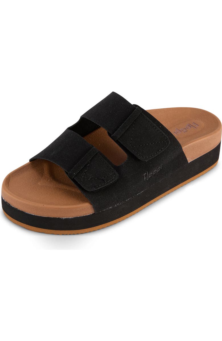 FLOOPI Double Strap Platform Slide Sandal, Main, color, Black