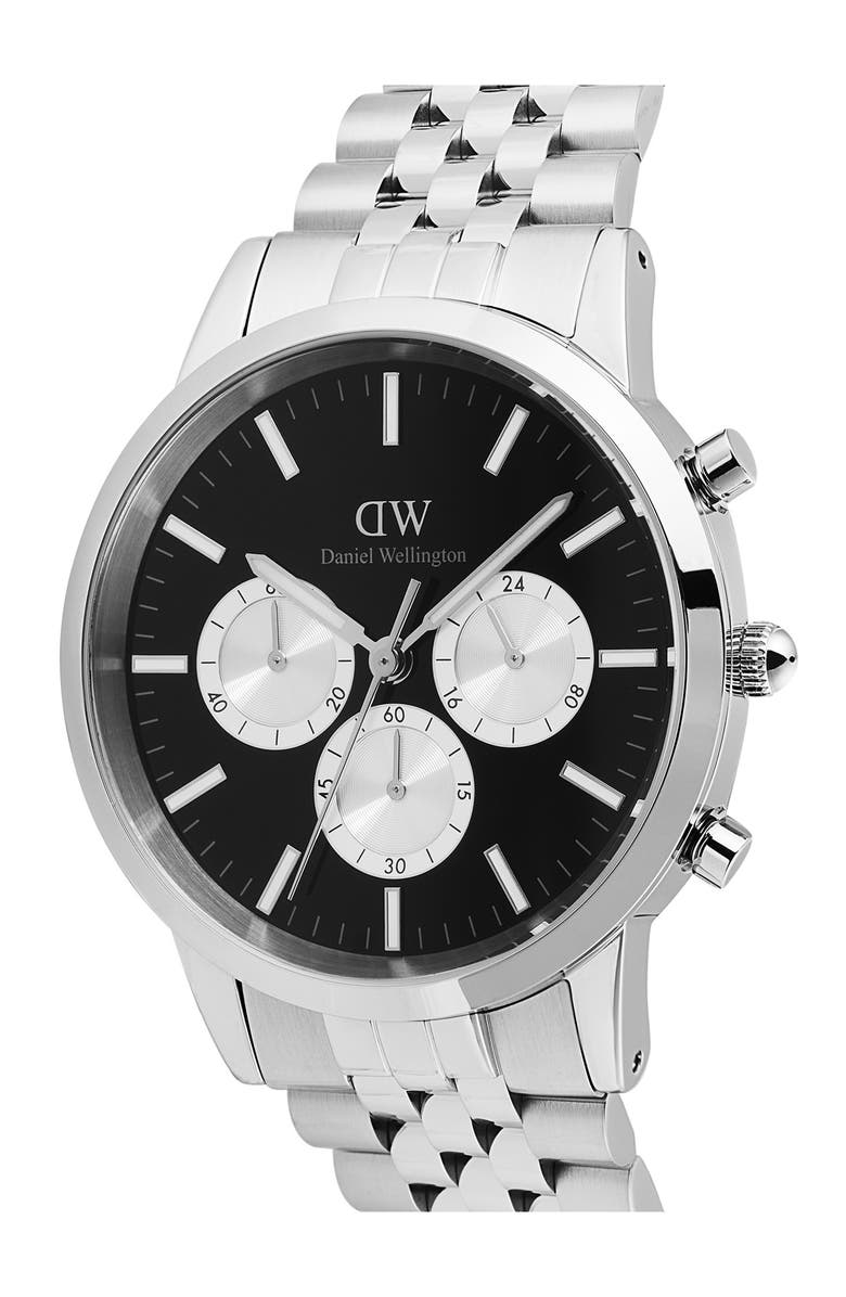 Daniel Wellington Iconic Chronograph Bracelet Watch, 42mm, Alternate, color, Silver