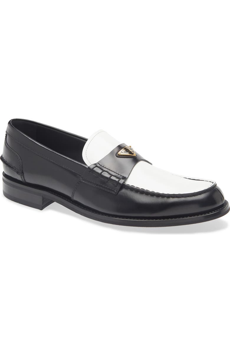 Prada Colorblock Loafer, Main, color, Nero/ Bianco