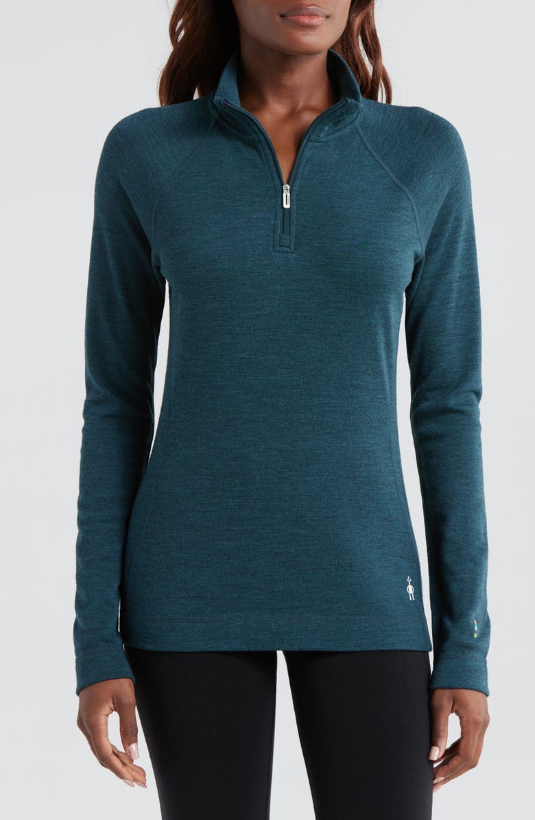 Smartwool Classic Thermal Merino Wool Quarter Zip Pullover, Main, color, Twilight Blue Heather