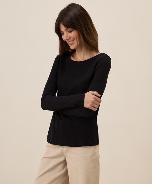 Pact Organic Cotton Featherweight Slub Long Sleeve Tee In Black