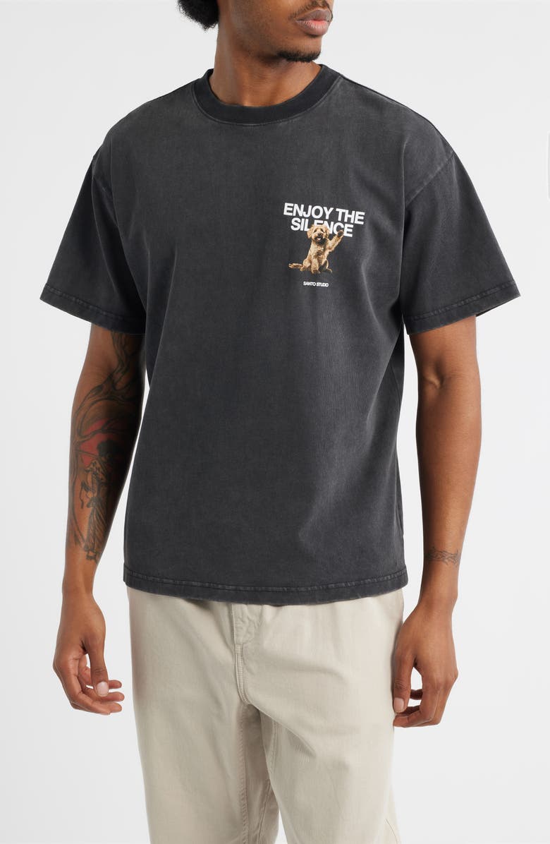 SANTO STUDIO Silence Drappo Diego Graphic T-Shirt, Main, color, Grey