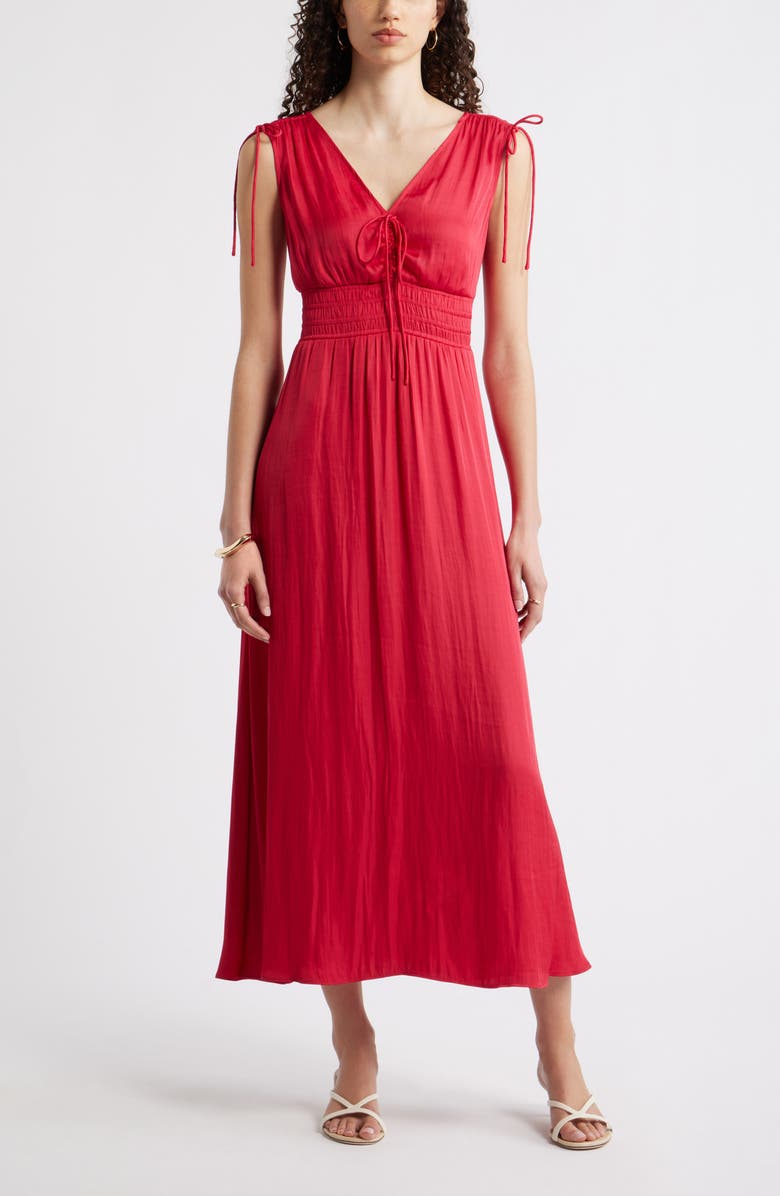 Nordstrom Smocked Waist Sleeveless Maxi Dress, Main, color, Red Jazzy
