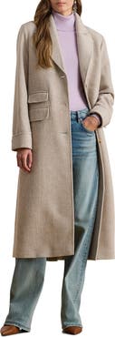 Lauren Ralph Lauren Longline Herringbone Wool Blend Reefer Coat