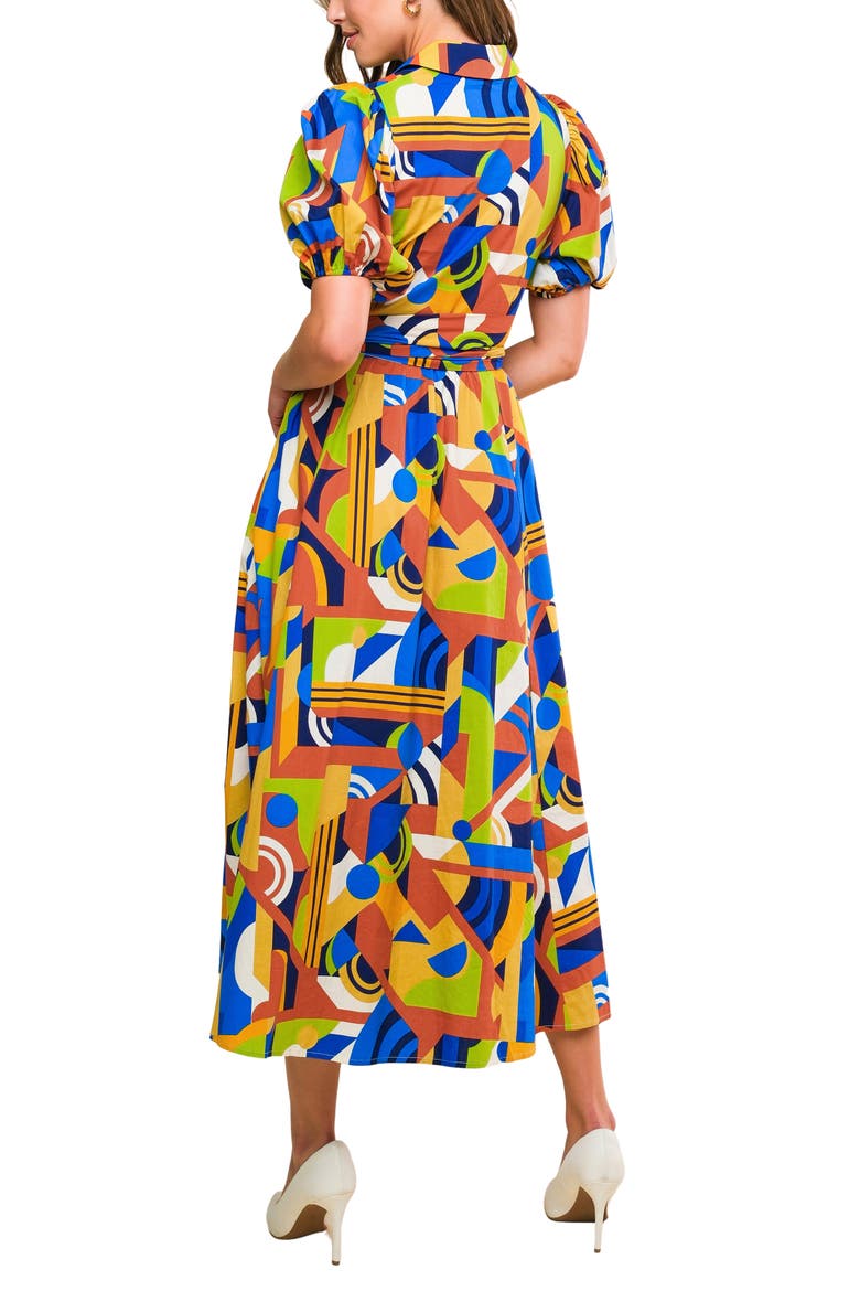 Print Cotton Fit & Flare Midi Dress, Alternate, color, BLUE RUST
