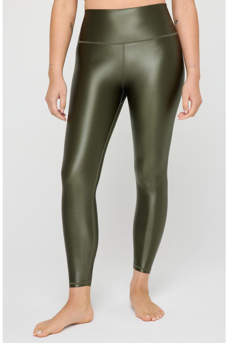 Ada High Gloss Leggings, Main, color, SPRUCE