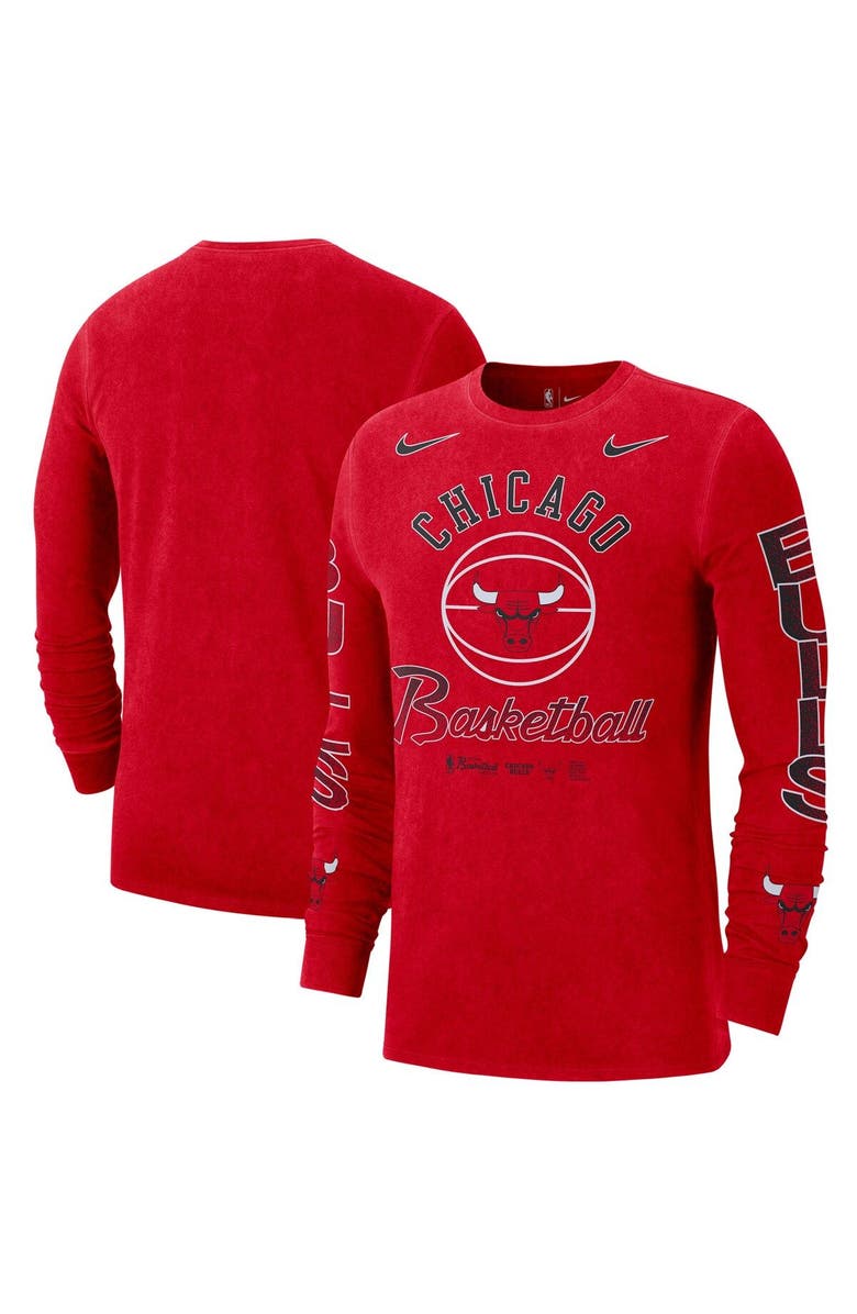 Nike Men's Nike Red Chicago Bulls Courtside Retro Elevated Long Sleeve T-Shirt, Main, color, 