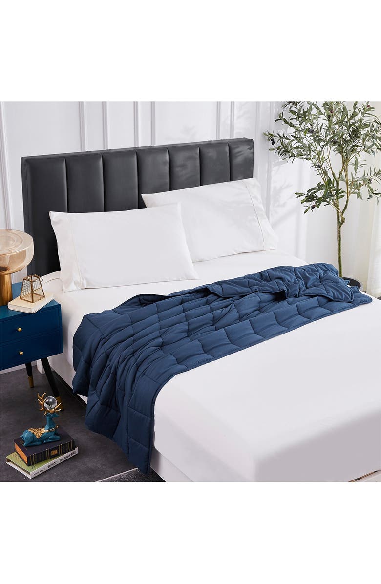 PUR SERENITY 12 lbs Microfiber Weighted Blanket 48x72" - Navy, Alternate, color, 