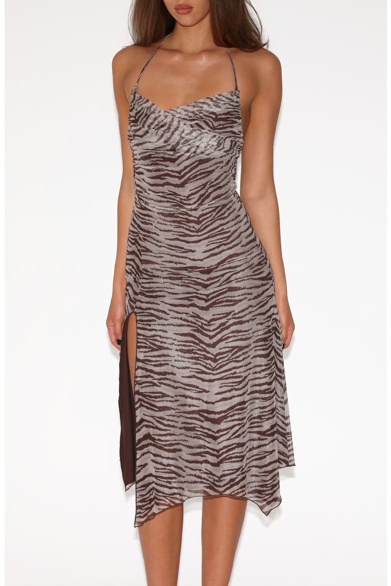 Arden Halter Midi Dress, Alternate, color, NEUTRAL ZEBRA