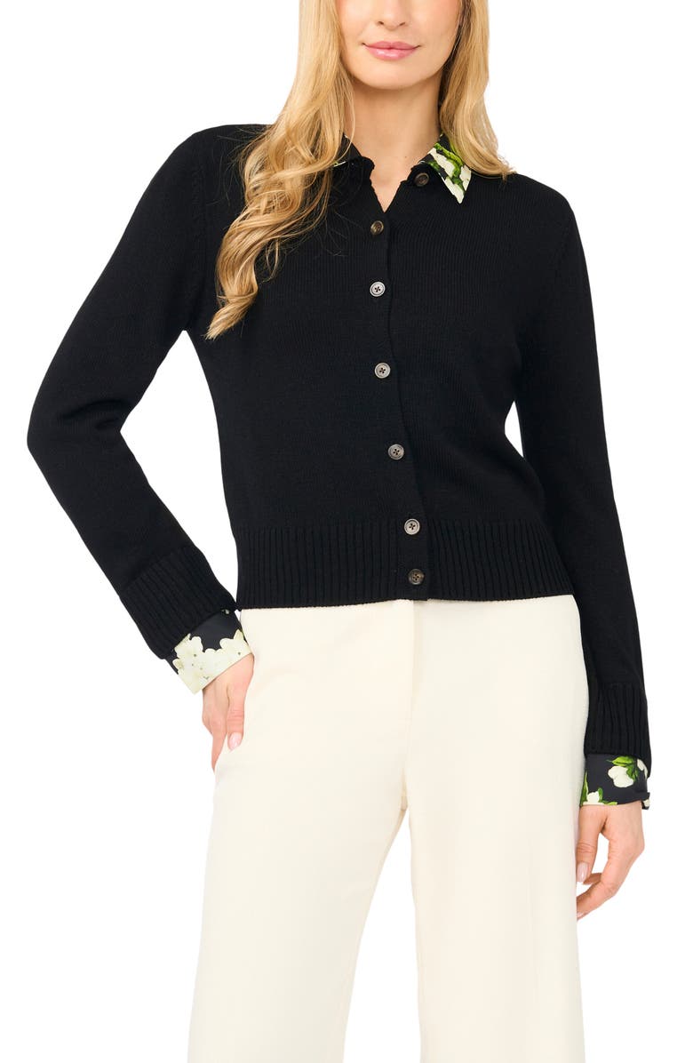 Ted Baker Hebe Twofer Cardigan, Main, color, Rich Black
