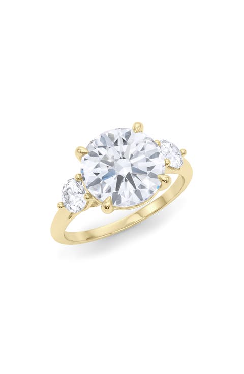 Three Stone Round Cut Lab Created Diamond Ring