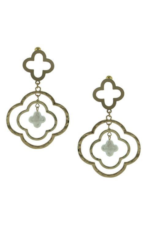 Cordella Floating Faux Pearl Drop Earrings