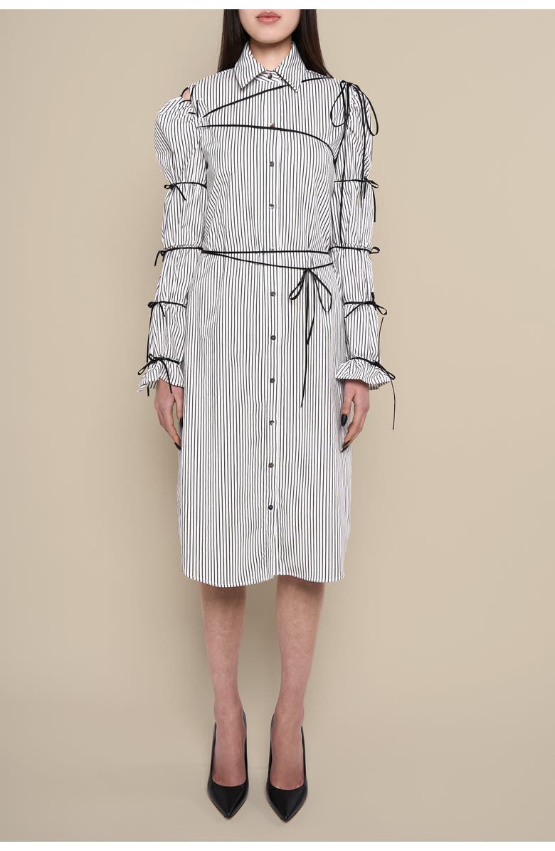 Contessa Mills Thomasin Cotton-Blend Long Sleeve Collared Midi Dress, Alternate, color, Black-White