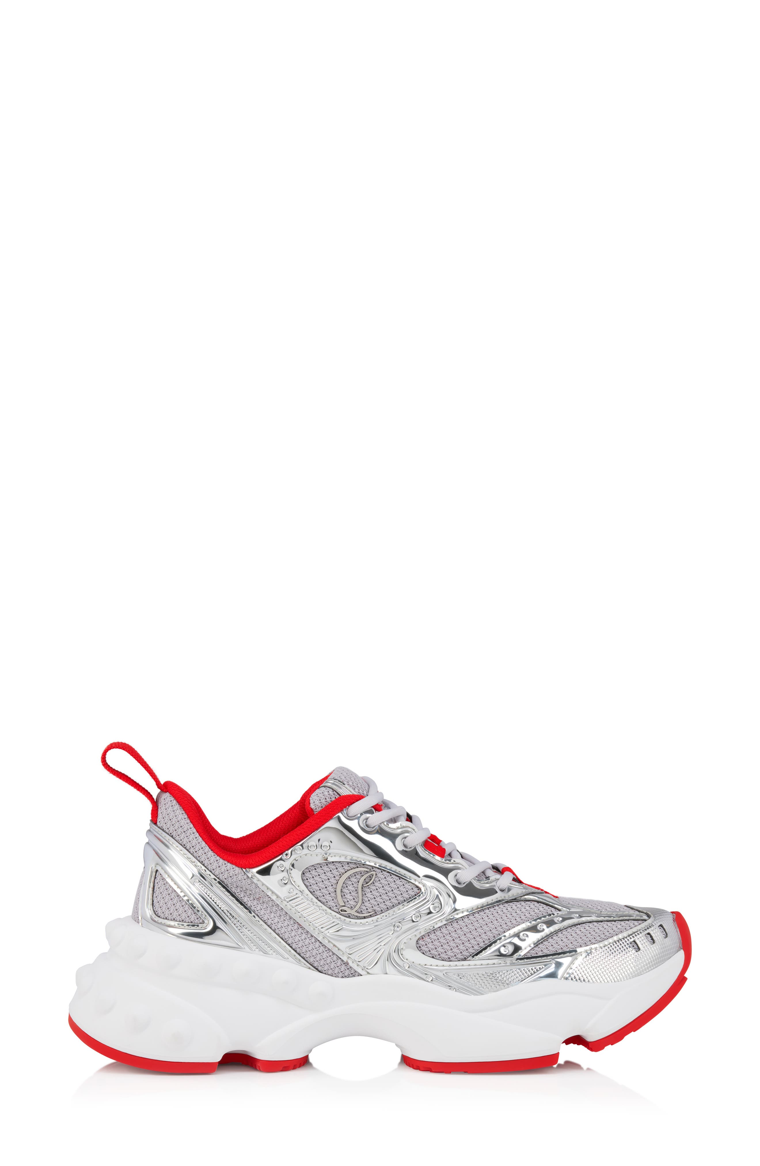 Christian Louboutin So Flo Sneaker, Alternate, color, Silver