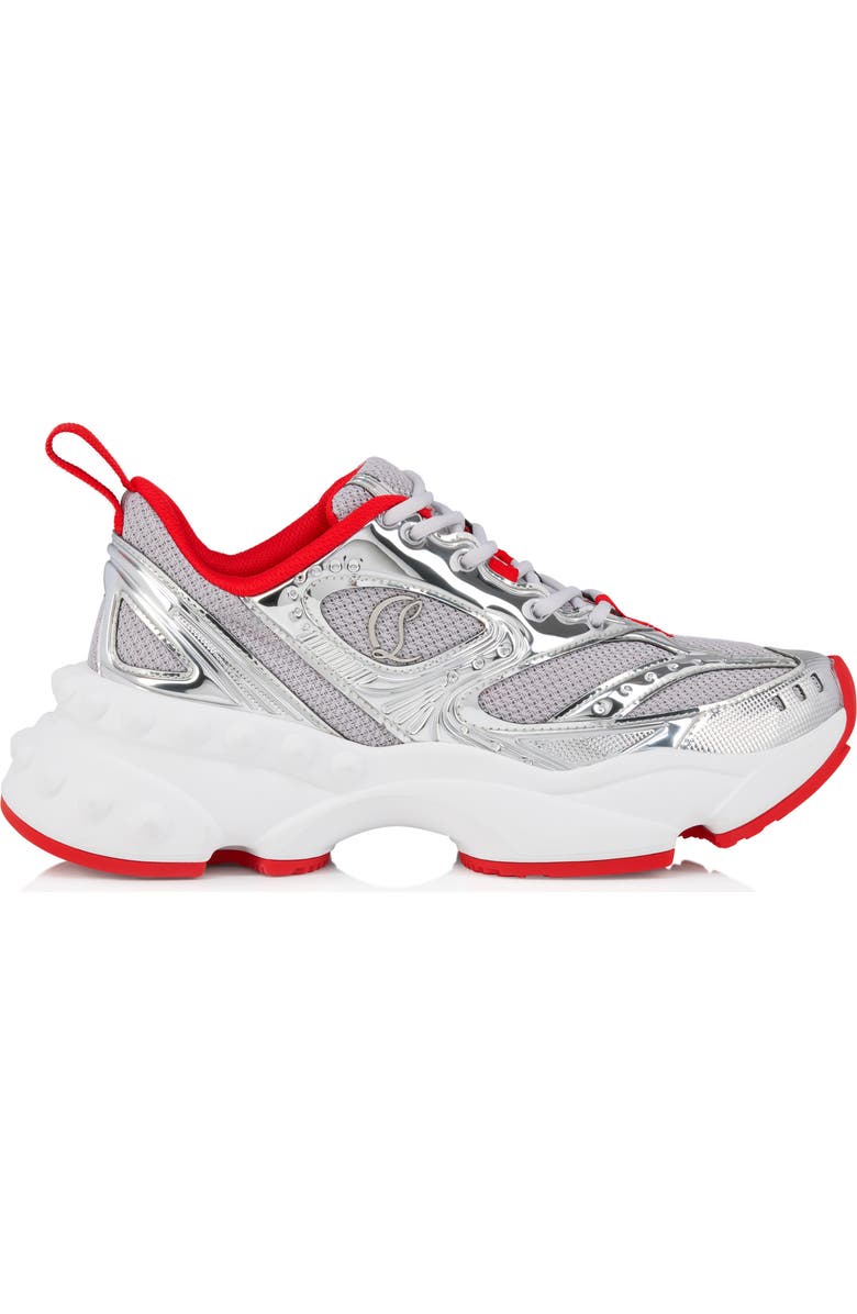 Christian Louboutin So Flo Sneaker, Alternate, color, Silver