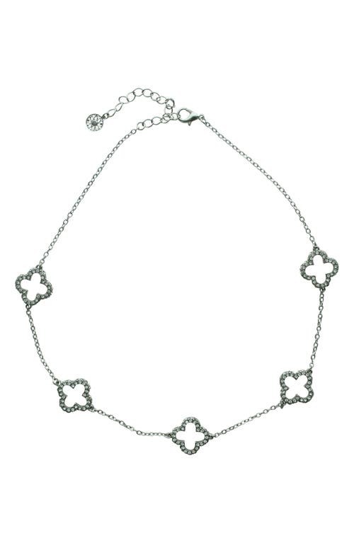 Olivia Welles Pavé Cz Clover Necklace In Black