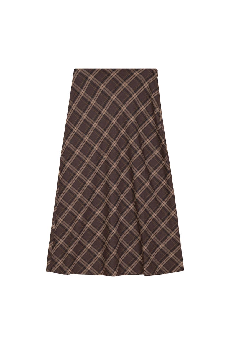 Plaid Wool Invisible Zipper Skirt, Main, color, Eggplant