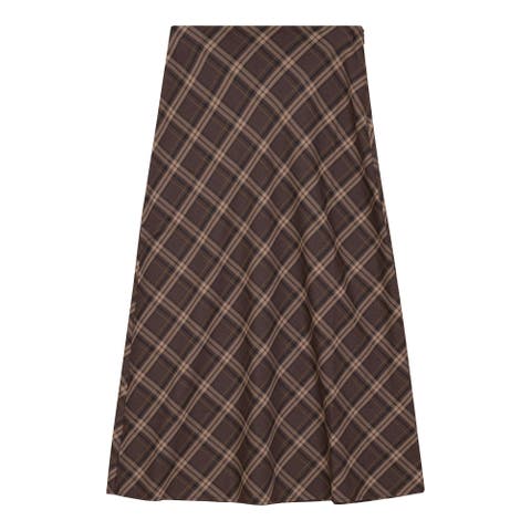 Plaid Wool Invisible Zipper Skirt