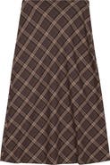 Midi Plaid Wool Invisible Zipper Skirt