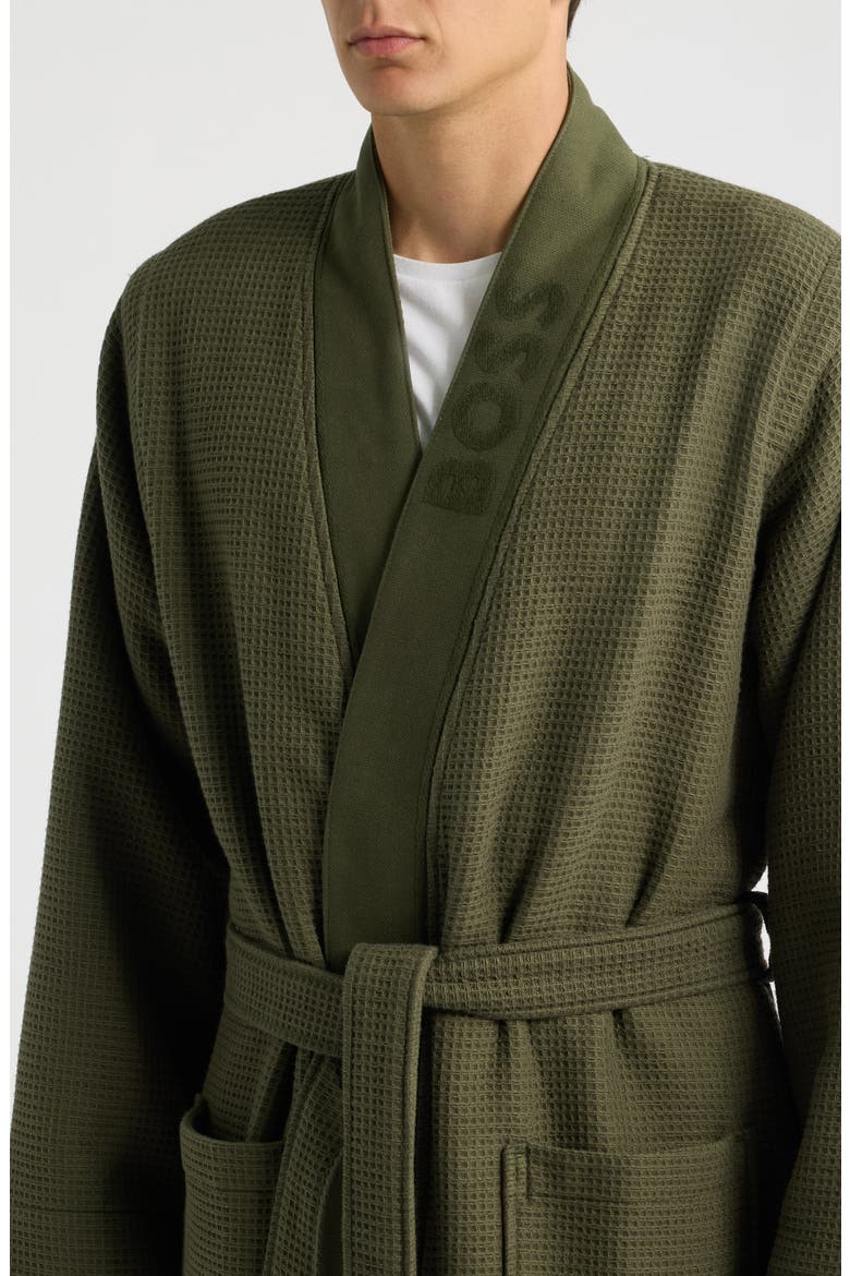 Waffle Knit Robe, Alternate, color, OPEN GREEN