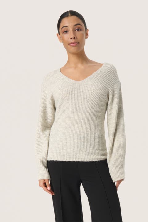 Slrakel V-Neck Rib Knit Pullover