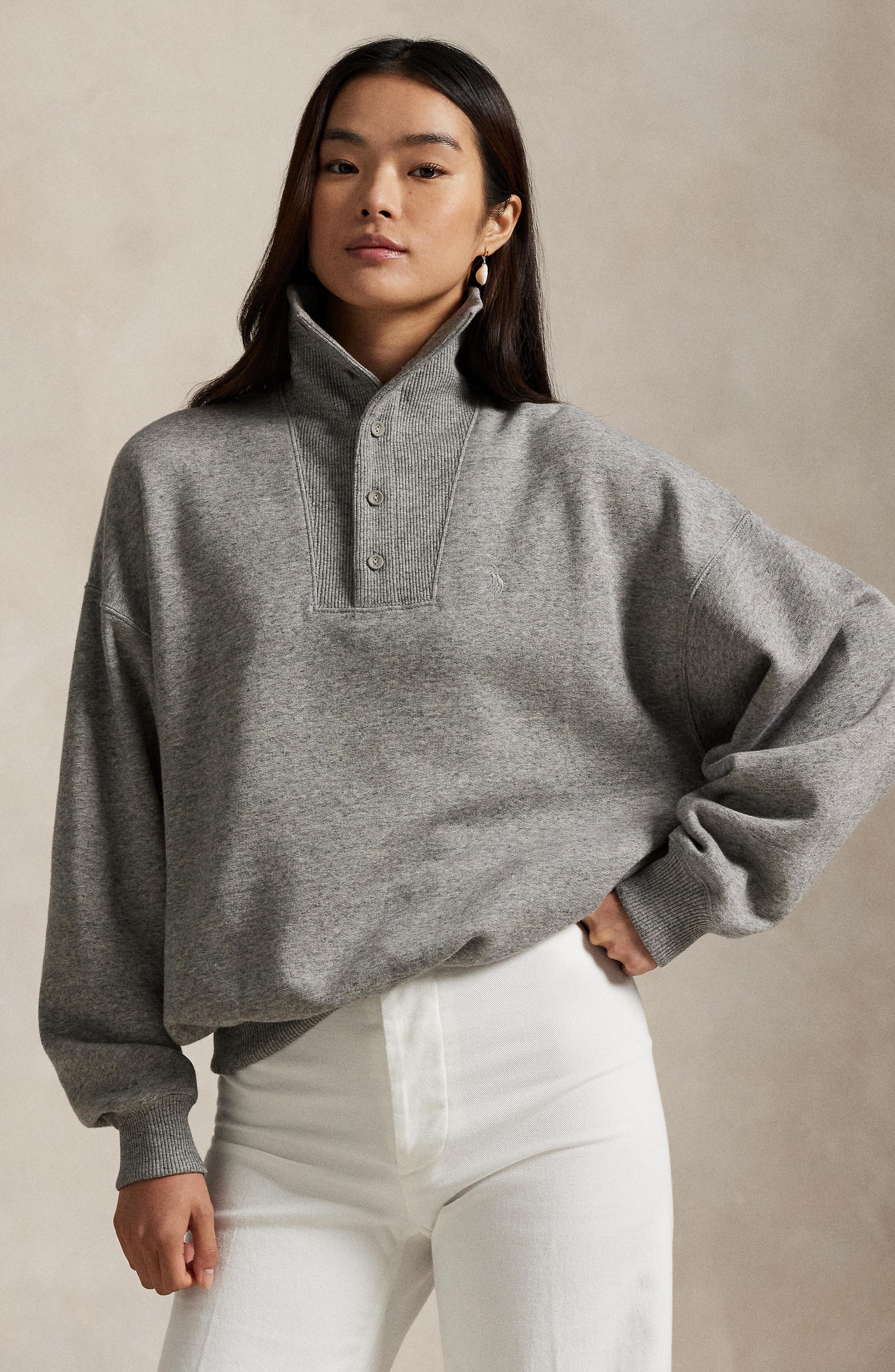 Rib Trim Mock Neck Pullover (Women) | Nordstrom