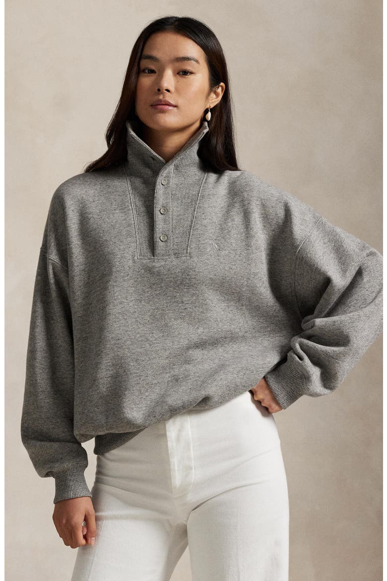 Rib Trim Mock Neck Pullover, Alternate, color, DARK VINTAGE HEATHER