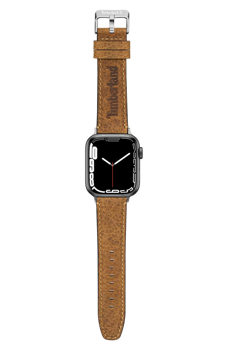 Timberland Barnesbrook Leather 22mm Smartwatch Watchband, Alternate, color, Camel