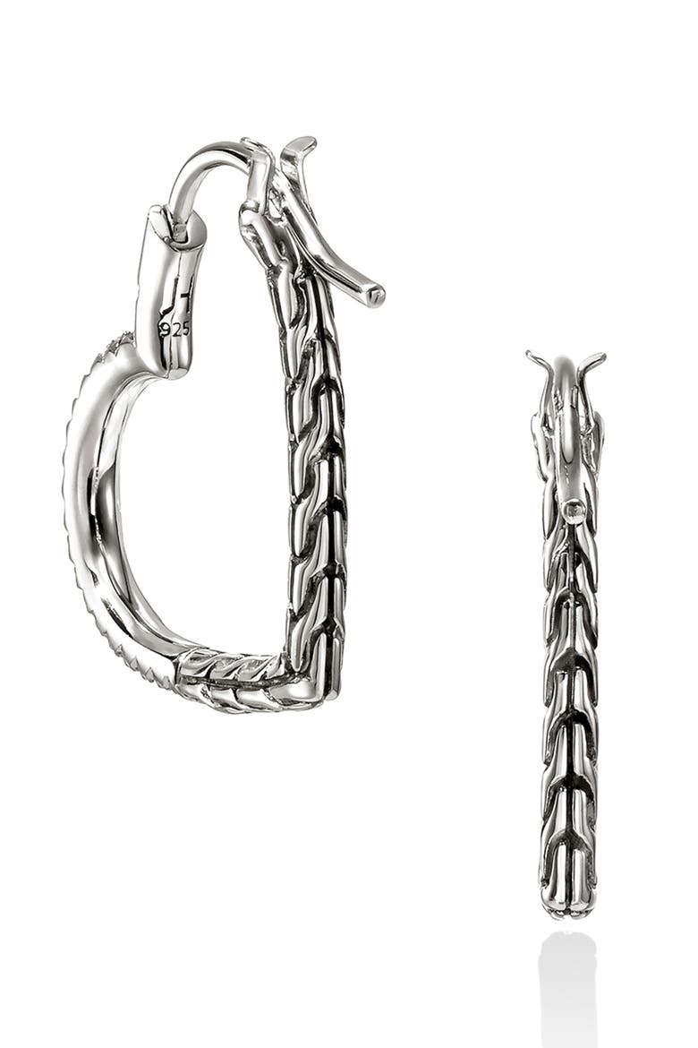 Essentials Heart Pavé Hoop Earrings, Alternate, color, SILVER