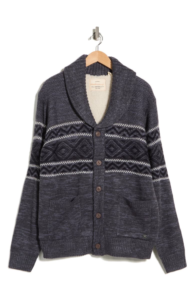 Weatherproof<sup>®</sup> Jacquard Faux Shearling Lined Sweater, Main, color, Indigo Marl