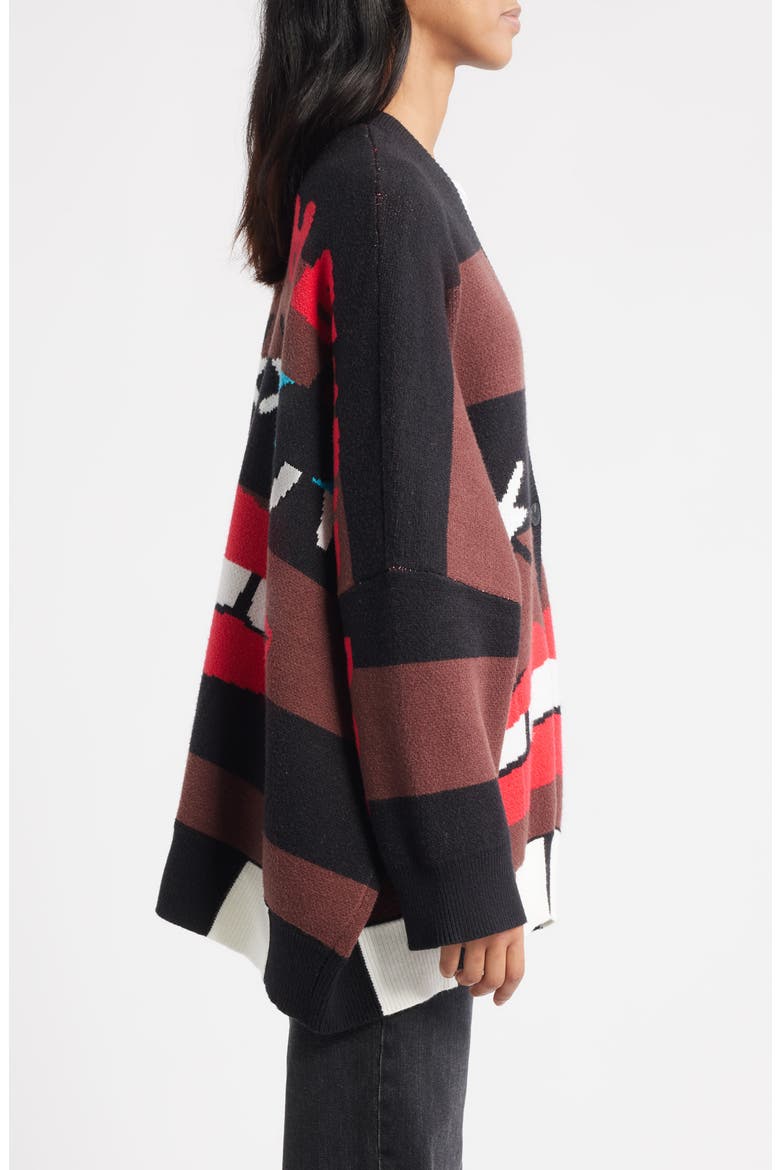 Here's to the Weirdos Oversize Cardigan, Alternate, color, BROWN/ BLACK