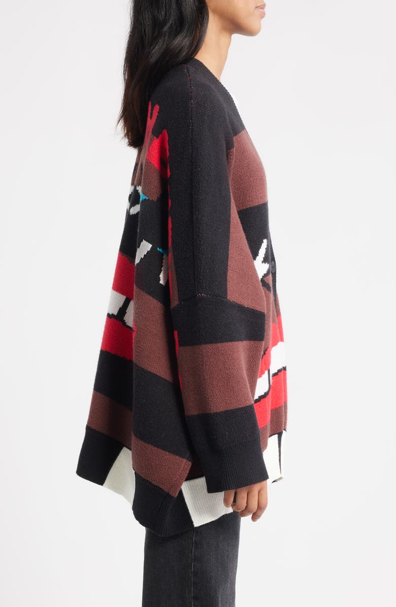 Dressed in Lala Here's to the Weirdos Oversize Cardigan, Alternate, color, Brown/ Black