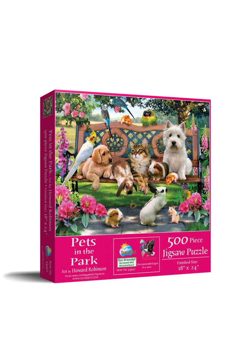 Sunsout Pets in the Park 500 piece Jigsaw Puzzle for Adults, Main, color, Multicolor