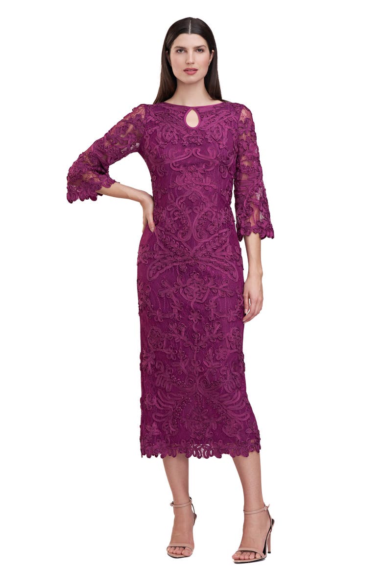 Perla Soutache Sheath Dress, Alternate, color, PLUM CASPIA