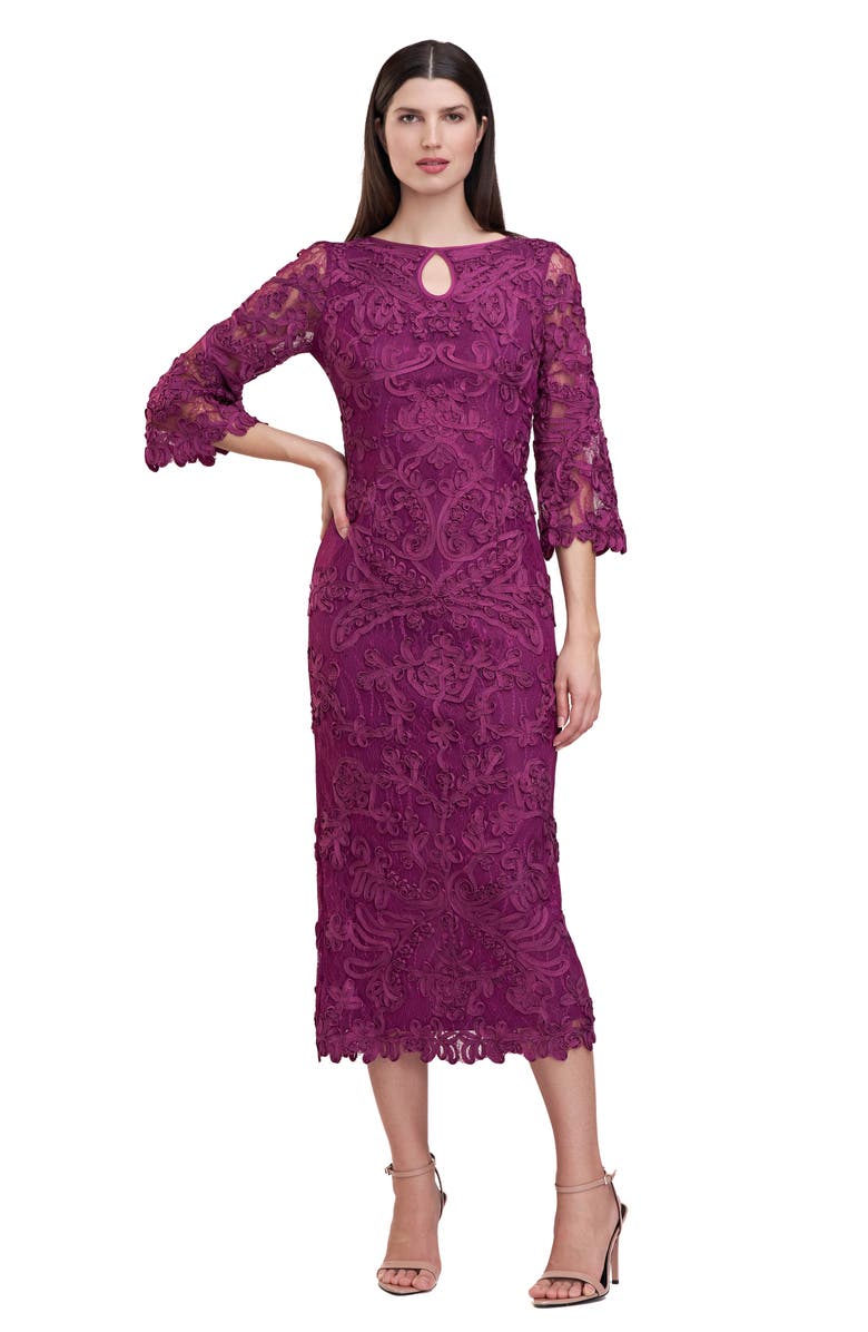 JS Collections Perla Soutache Sheath Dress, Alternate, color, Plum Caspia