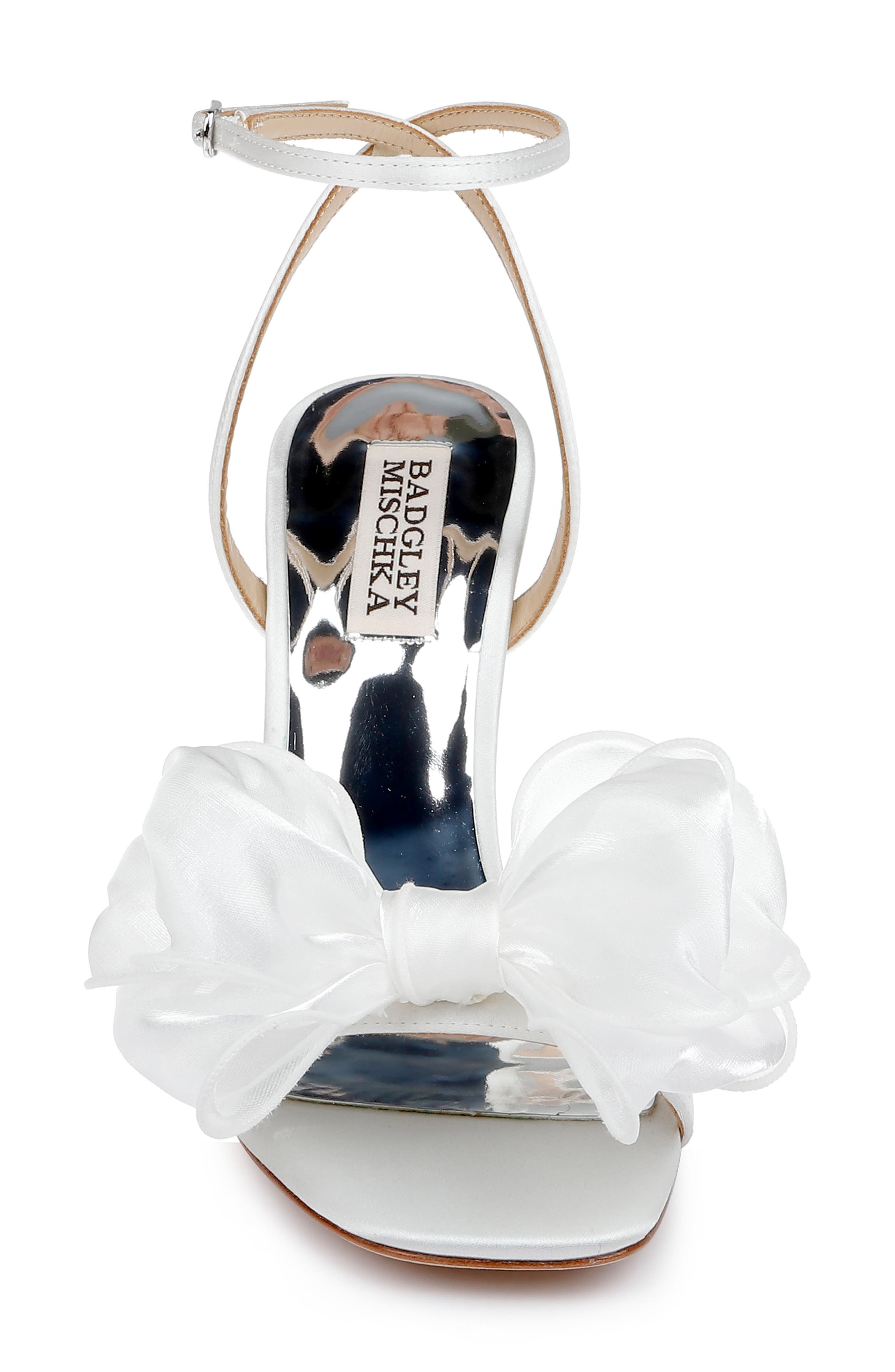 Nessie Mesh Bow Sandal, Alternate, color, WHITESATIN