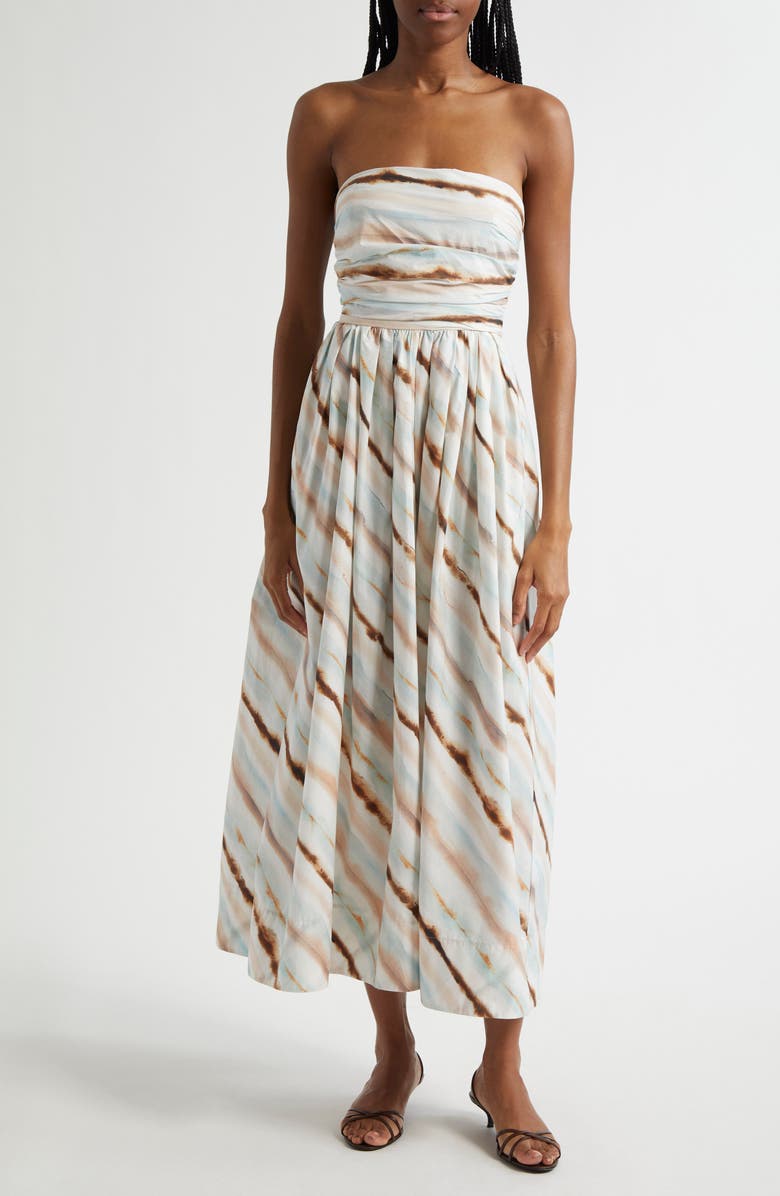 A.L.C. Tara Tie Dye Stripe Strapless Dress, Main, color, Mint Multi