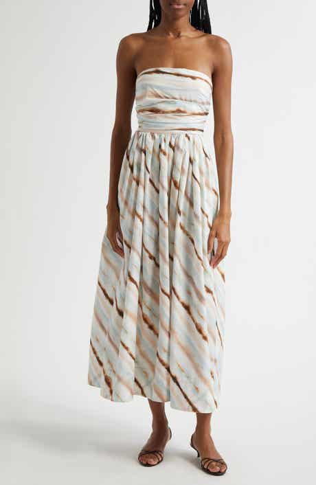 A.L.C. Tara Tie Dye Stripe Strapless Dress