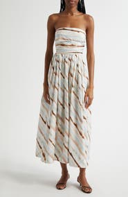 A.L.C. Tara Tie Dye Stripe Strapless Dress