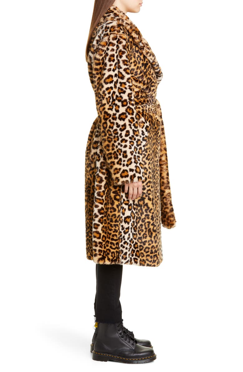 Stand Studio Faustine Leopard Print Faux Fur Coat, Alternate, color,