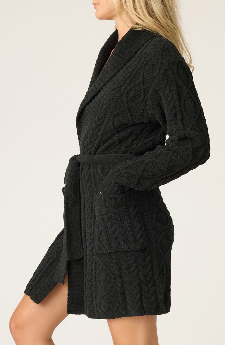 PJ Salvage Cozy Chenille Cable Knit Robe, Alternate, color, Black