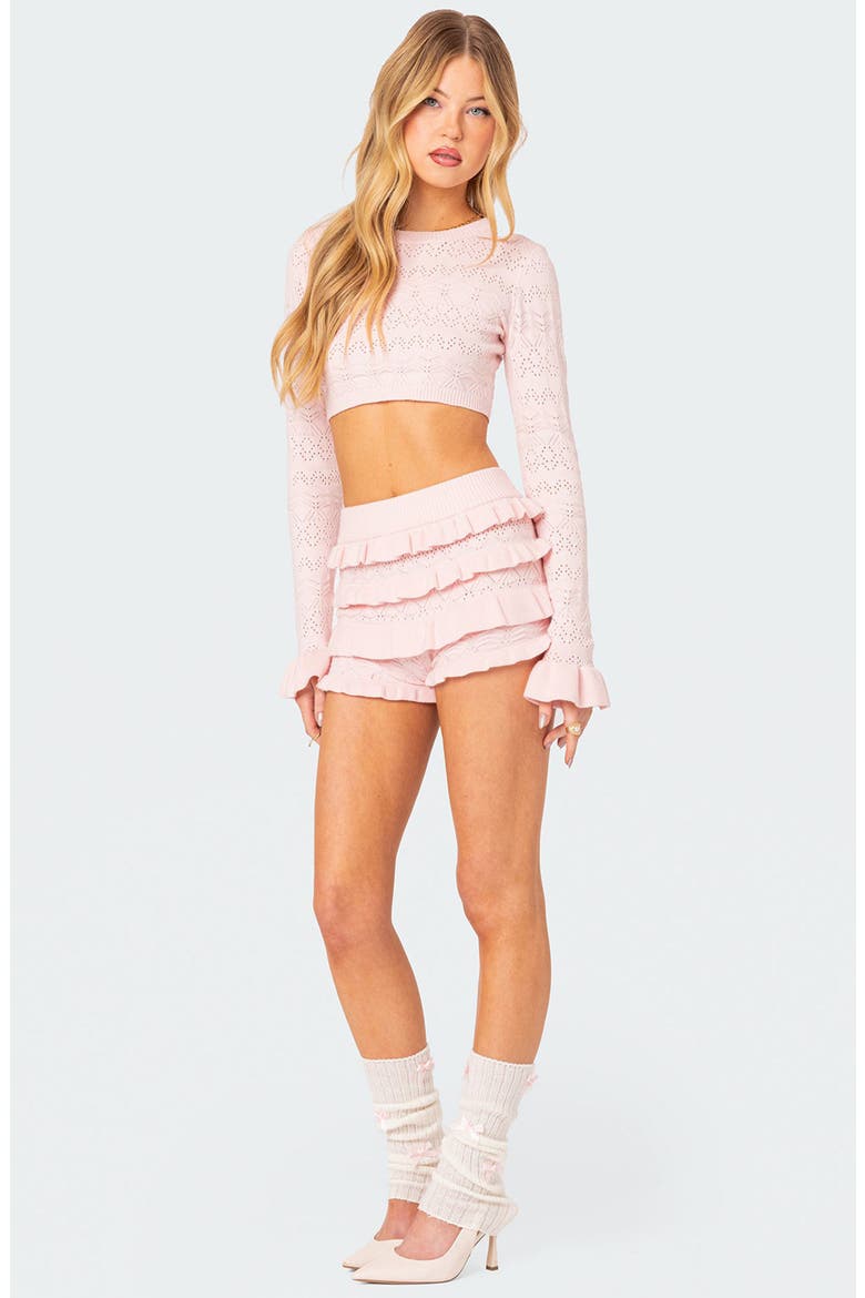 Lindsay Ruffle Knit Shorts, Alternate, color, LIGHT-PINK