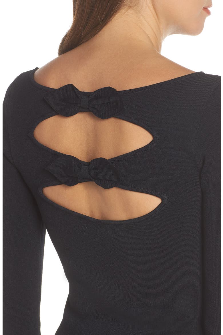 Bow Back Sweater, Alternate, color, BLACK