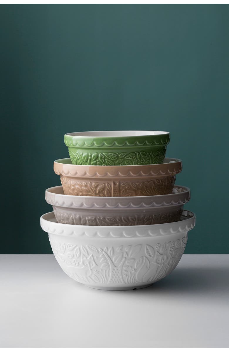 MASON CASH In the Forest Mini Bowl Set, 4 Stoneware Prep Bowls with Embossed Woodland Designs, Alternate, color, Multicolored