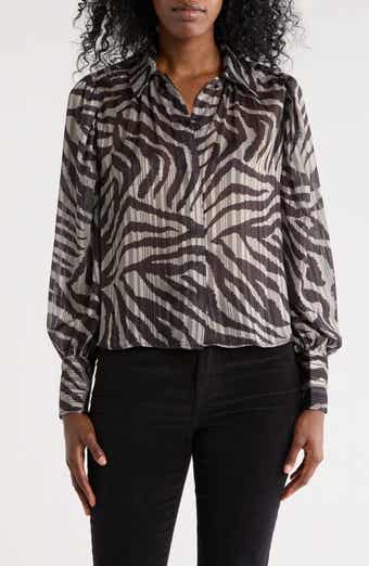 DKNY Metallic Shadow Stripe Long Sleeve Button-Up Shirt
