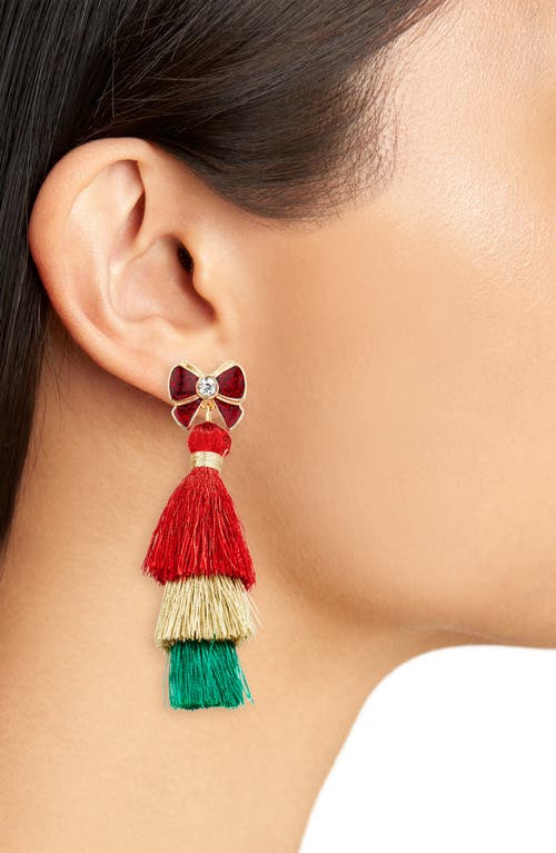 Leith Tassel Linear Earrings In Red