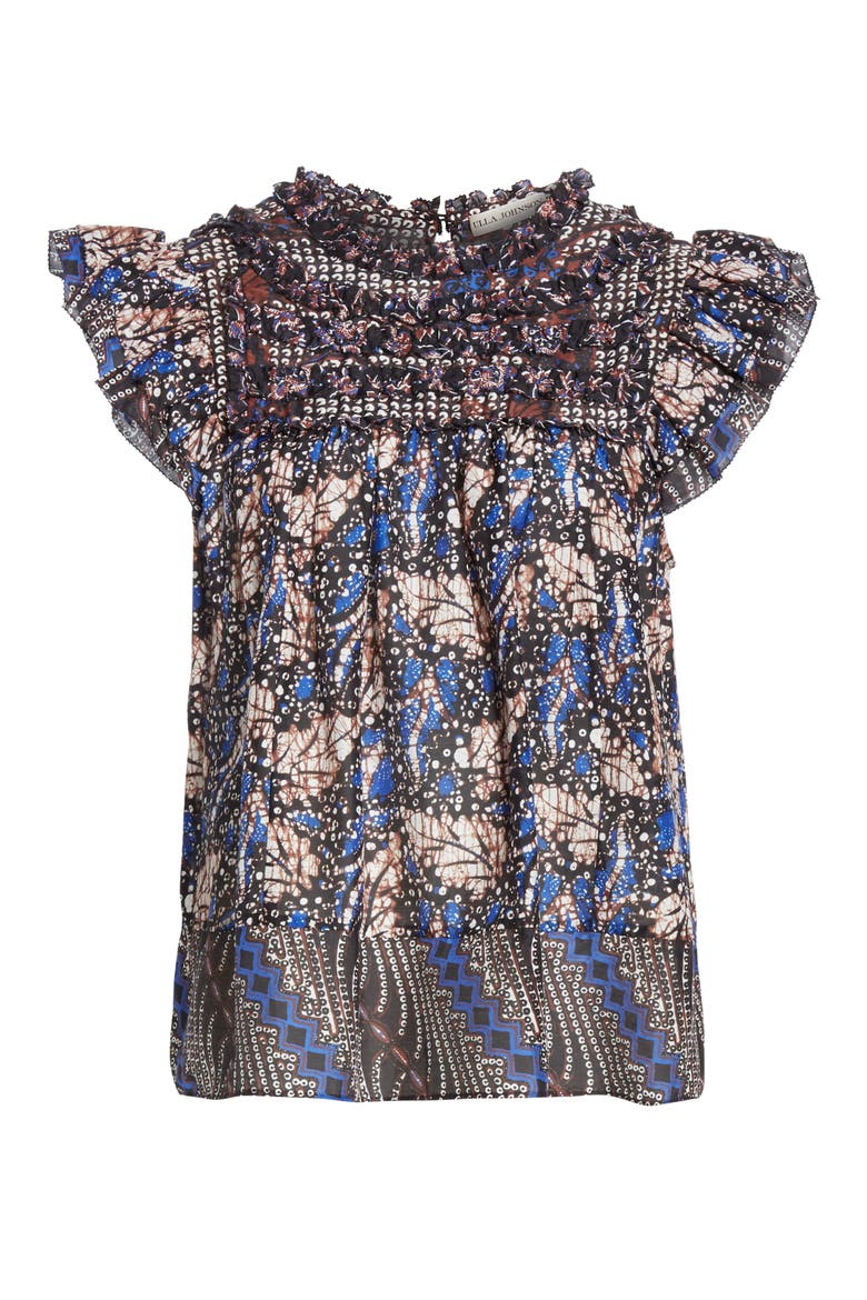 Nuru Ruffle Trim Top, Alternate, color, INDIGO