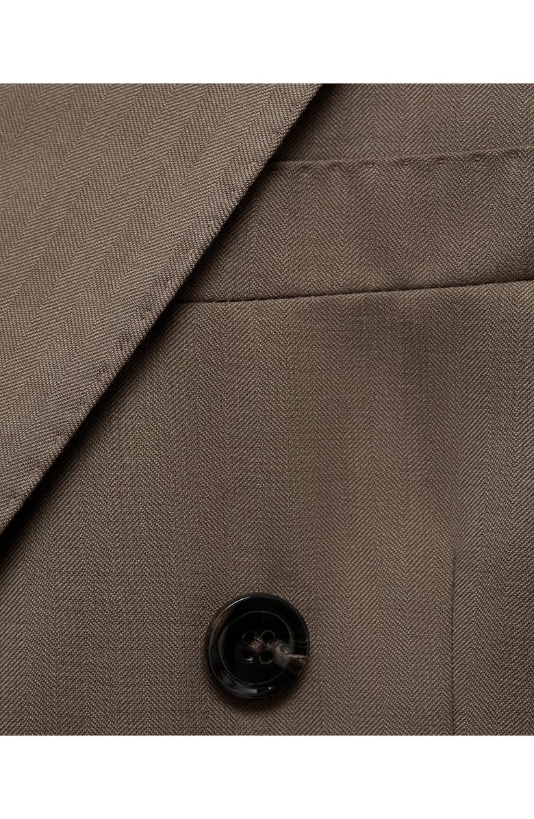 MANGO Double Breasted Virgin Wool Herringbone Blazer, Alternate, color, 